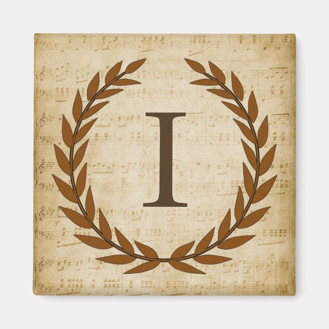 Laurel Wandan Lakan Music Monogram Initial I Magnet (Framsidan)