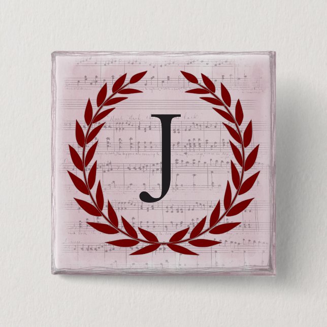 Laurel Wandan Lakan Music Monogram Initial J Knapp (Framsida)