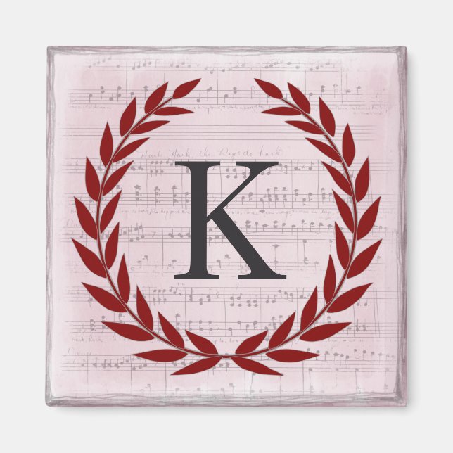 Laurel Wandan Lakan Music Monogram Initial K Magnet (Framsidan)