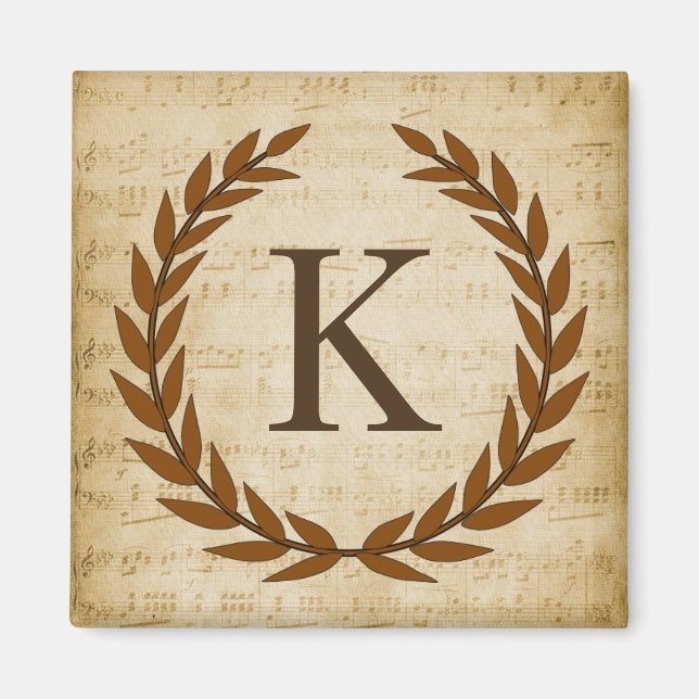 Laurel Wandan Lakan Music Monogram Initial K Magnet (Framsidan)