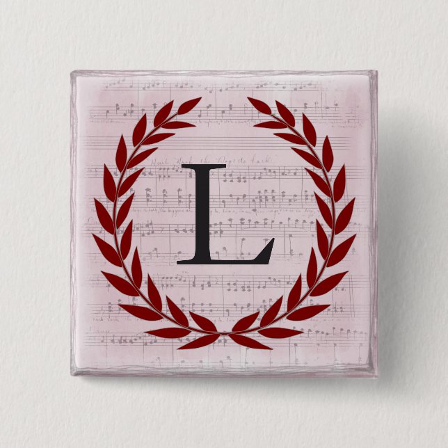 Laurel Wandan Lakan Music Monogram Initial L Knapp (Framsida)
