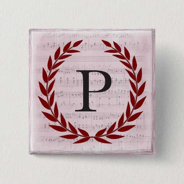 Laurel Wandan Lakan Music Monogram Initial P Knapp (Framsida)