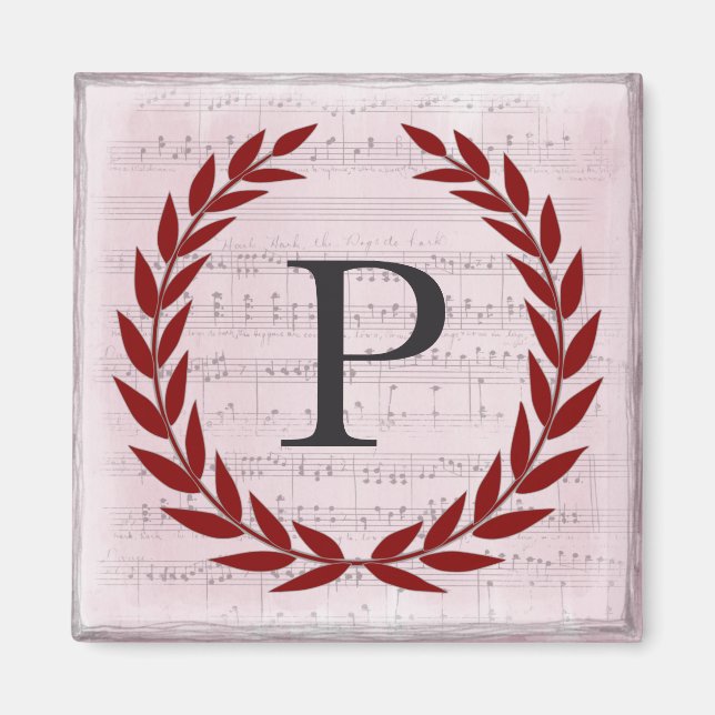 Laurel Wandan Lakan Music Monogram Initial P Magnet (Framsidan)