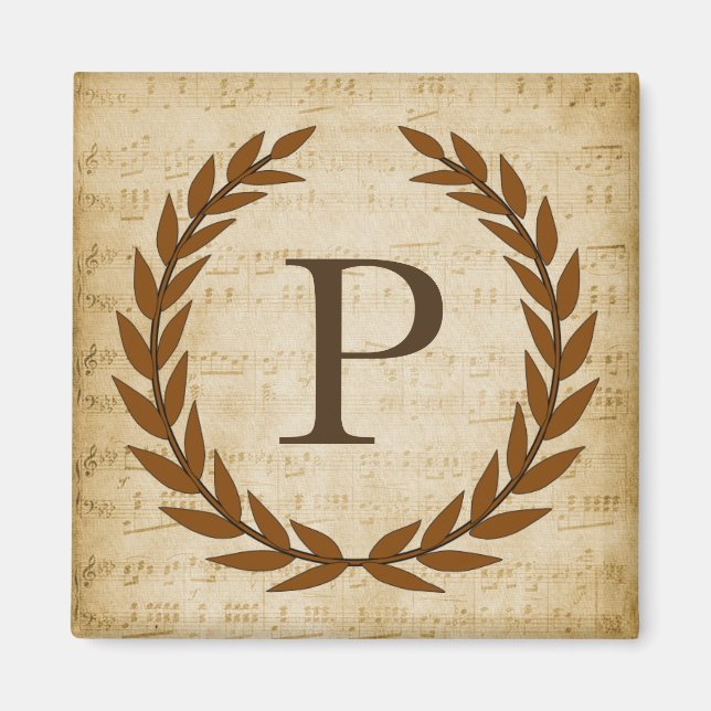 Laurel Wandan Lakan Music Monogram Initial P Magnet (Framsidan)
