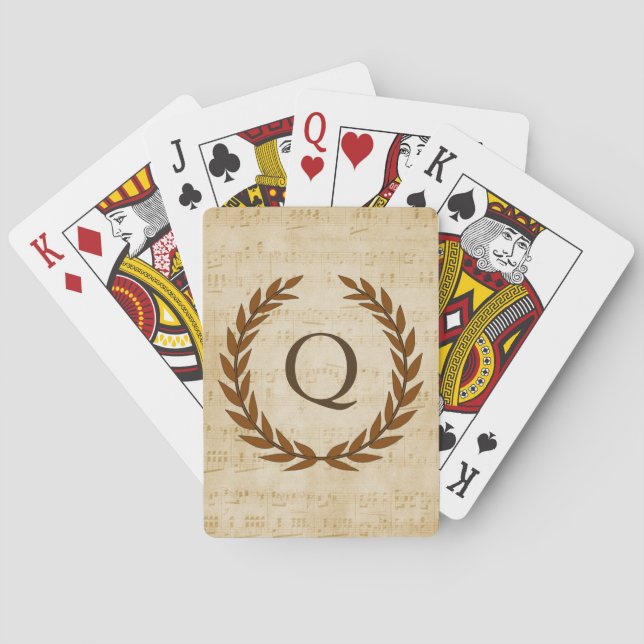Laurel Wandan Lakan Music Monogram Initial Q Casinokort (Baksidan)