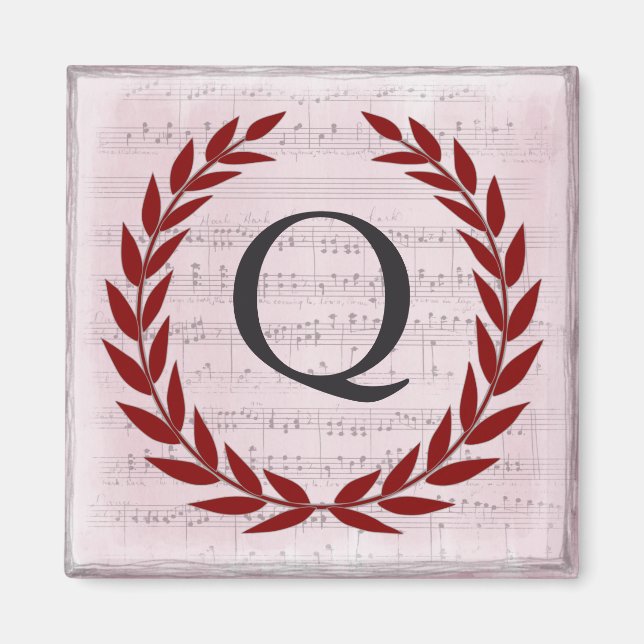 Laurel Wandan Lakan Music Monogram Initial Q Magnet (Framsidan)