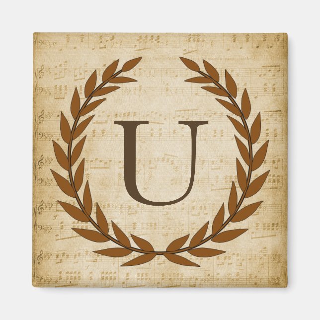 Laurel Wandan Lakan Music Monogram Initial U Magnet (Framsidan)
