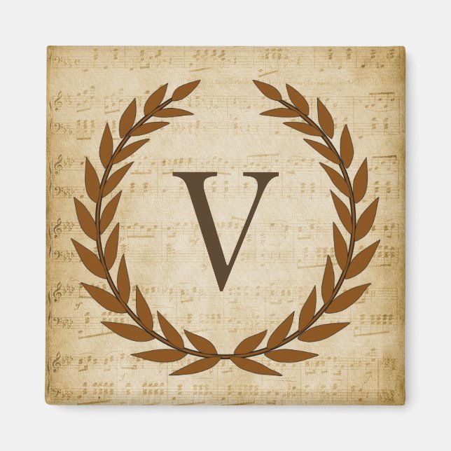 Laurel Wandan Lakan Music Monogram Initial V Magnet (Framsidan)