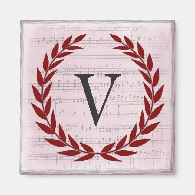 Laurel Wandan Lakan Music Monogram Initial V Magnet (Framsidan)