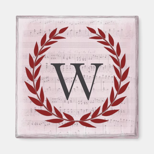 Laurel Wandan Lakan Music Monogram Initial W Magnet (Framsidan)