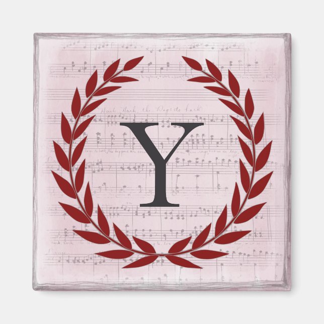 Laurel Wandan Lakan Music Monogram Initial Y Magnet (Framsidan)