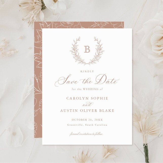 Laurel Wandan Monogram Vapensköld Bröllop spara da Inbjudningar (Skapare uppladdad)