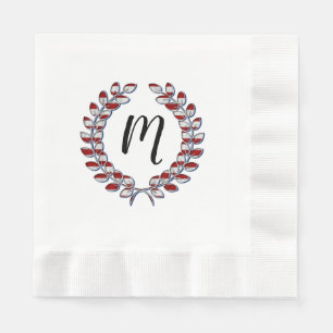 Laurel Wandan Monogrammed Red Stripe Mönster Pappersservett