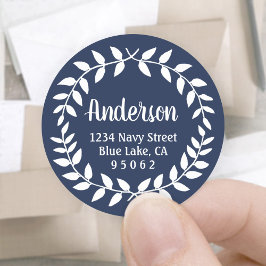 Laurel Wandean Navy Blue Returetiketters Runt Klistermärke