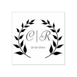 Laurel Wandeans med Monogram och Bröllop Date Stämpel