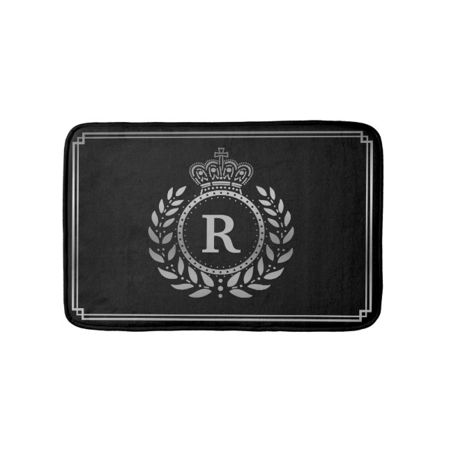 Laurel Wandedeg Krona Monogrammed Silver Black, Ro Badrumsmatta (Framsidan)