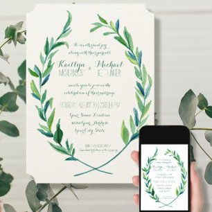 Laurel Wandeeucalyptus Löv Gren Modern Simple Inbjudningar