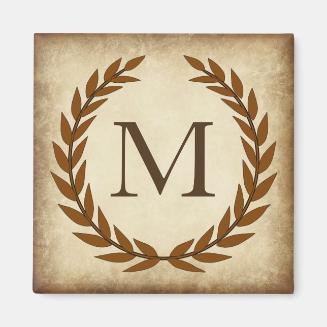 Laurel Wandeine Åldras Papyrus Monogram Initial me Magnet (Framsidan)