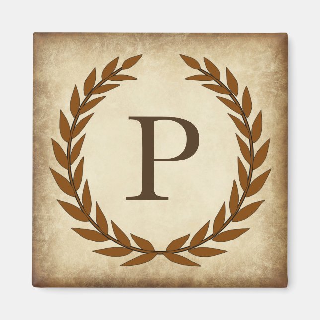 Laurel Wandeine Åldras Papyrus Monogram Initial P Magnet (Framsidan)