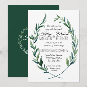 Laurel Wandeolive Löv Modern Emerald Grönt Inbjudningar