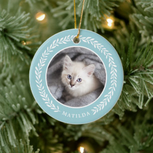Laurel Wandepet Photo jul Ornament Blå