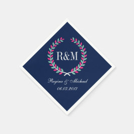 Laurel Wansen Monogram Bröllop Napkin Navy Blue Pappersservett