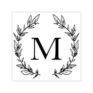Laurels Elegant Monogram Typography Modern Minimal Självfärgande Stämpel