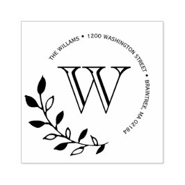 Laurels Löv Monogram Returadress Stämpel
