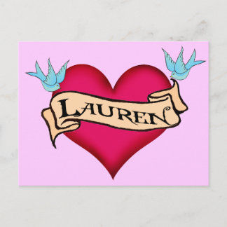 Lauren - Anpassningsbar Heart Tattoo T-shirts & Gi Vykort