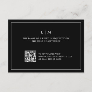 Lauren Black Monogram Elegant bröllop OSA Kort