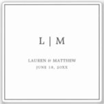 Lauren Black och White Monogram Elegant bröllop Klistermärken<br><div class="desc">Enkel vinyldekal för svart och vitt bröllop med en modern utformning av eleganten med två brev monogram tillsammans med ditt namn och bröllop-datum omgivet av ett tunt gräns. En chic och snyggt som är underbar för ett minimalistiskt par.</div>