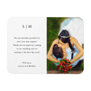 Lauren Black och White Monogram Elegant bröllop Magnet