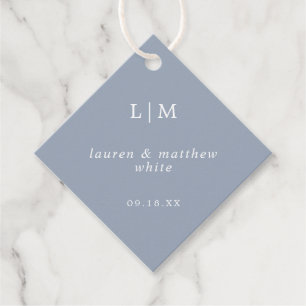 Lauren Dusty Blue Monogram Elegant bröllop Gåvor Etiketter