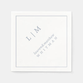 Lauren Dusty Blue Monogram Elegant bröllop Pappersservett