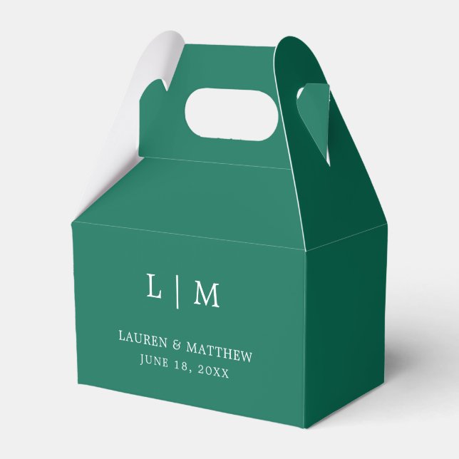 Lauren Emerald Grönt Monogram Elegant bröllop Presentaskar (Framsidan Sidan)