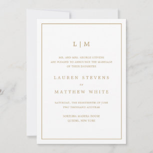 Lauren Guld Monogram Elegant bröllop Meddelande