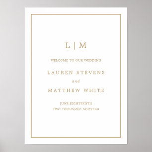 Lauren Guld Monogram Elegant bröllop Poster