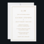 Lauren Guld Monogram Elegant Spanska Bröllop Inbjudningar<br><div class="desc">En enkel inbjudan till spansk bröllop med en elegant och tidlös design med ditt två brev monogram överst och dina detaljer omgivna av ett tunt gräns. All text står i en guld-ton, över en vit bakgrund. Teckensnittet färg kan ändras till valfritt färg genom att klicka på anpassningsknappen eller skapar en...</div>