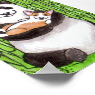 Lauren M. Davis Panda & Pembroke Welsh Hund Art Poster