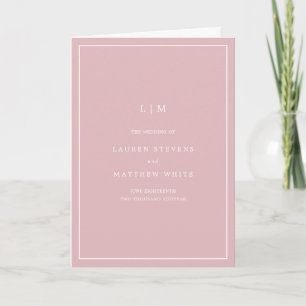 Lauren Rosa Monogram Elegant bröllop Program