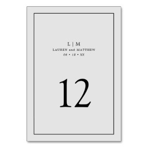 Lauren Silver Monogram Elegant bröllop Bordsnummer