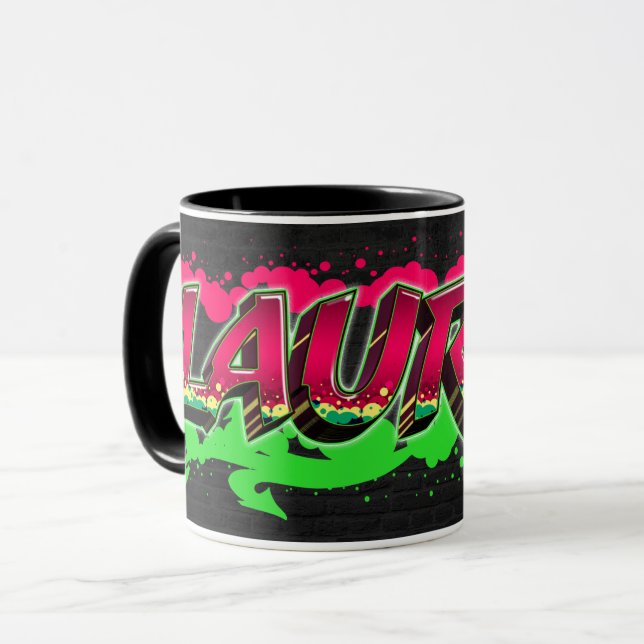Lauren Vorname Name Graffiti red green Tasse Mugg (Framsida vänster)