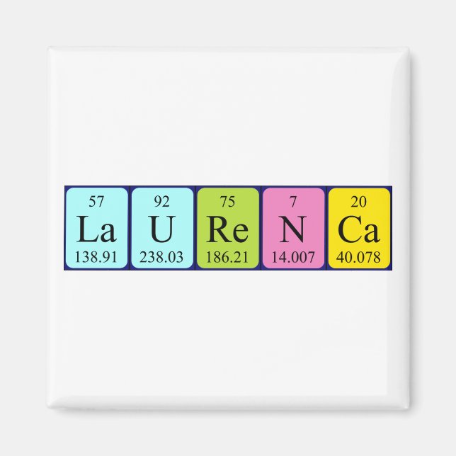 Laurenca periodiskt bord namn magnet (Framsidan)