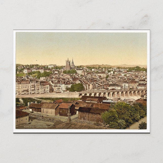 Lausanne, allmän ståndpunkt, Genève Sjö, Schweiz m Vykort (Framsida)