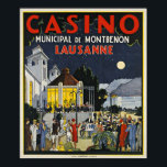 Lausanne, Casino Municipal de Montbenon Art Deco Poster<br><div class="desc">Gorgous Art Deco poster för kasinot i Lausanne i Schweiz,  som är fintryckt i stenlitografi circa 1930. En högkvalitativ återgivning.</div>