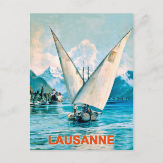 Lausanne, Genèvesjön, Schweiz, vintage resor Vykort