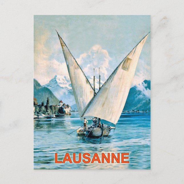 Lausanne, Genèvesjön, Schweiz, vintage resor Vykort (Framsida)