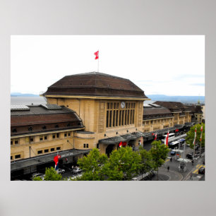 Lausanne järnväg station i Schweitz Poster