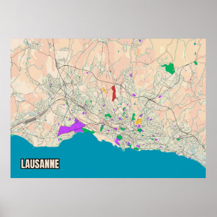 Lausanne Karta Poster