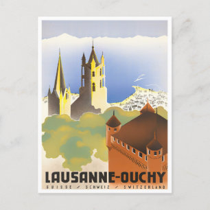 Lausanne Ouchy Schweiz vintage resor vykort